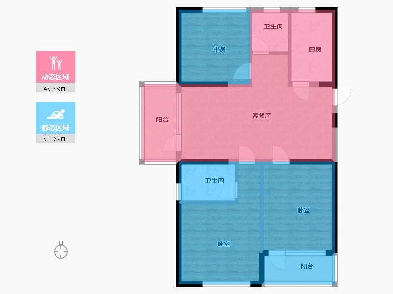 江苏省-扬州市-京杭明珠-88.00-户型库-动静分区