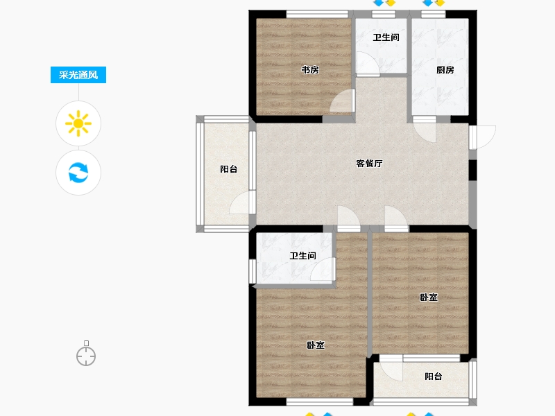 江苏省-扬州市-京杭明珠-88.00-户型库-采光通风