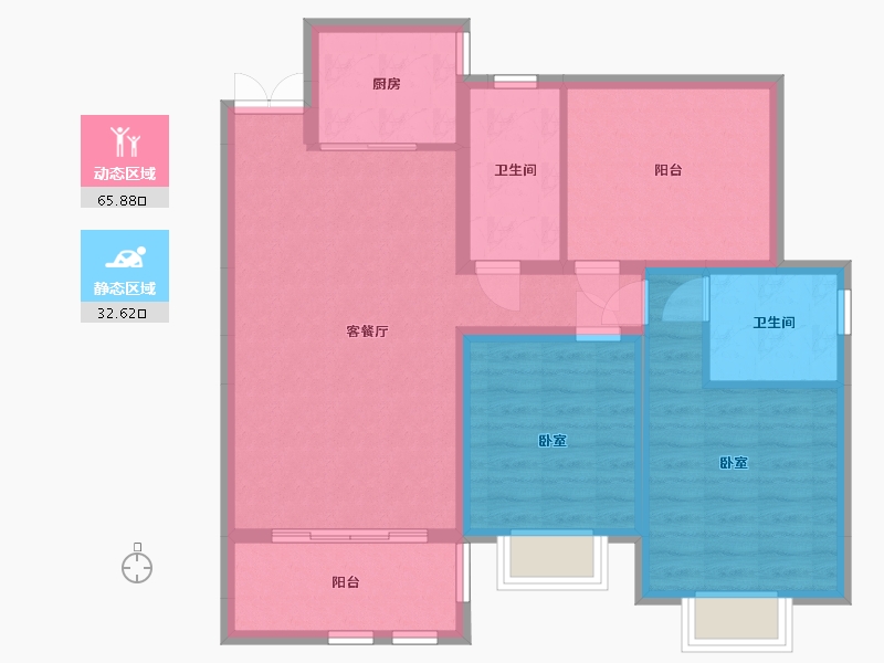 湖南省-娄底市-广圆怡心苑-88.14-户型库-动静分区