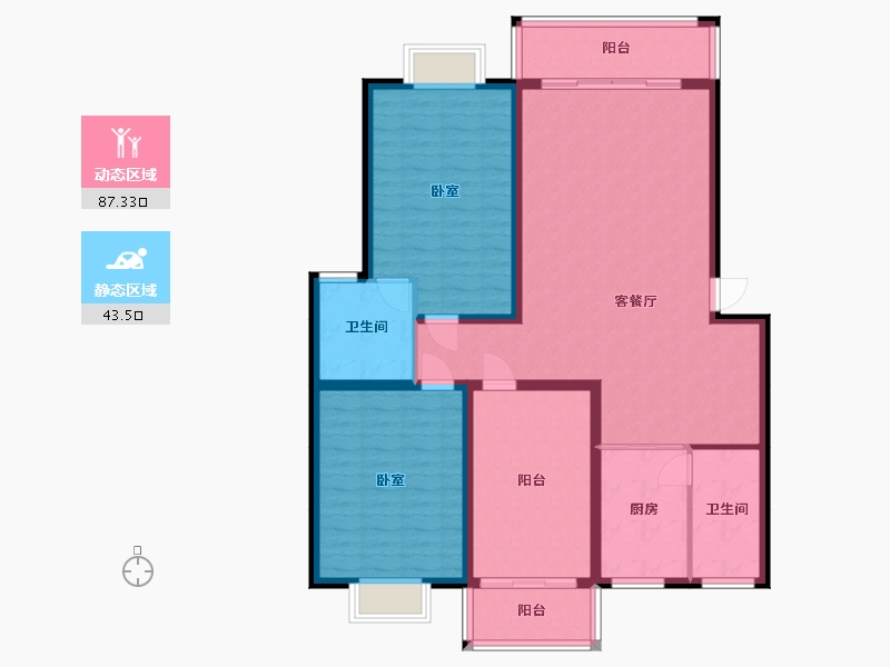 湖南省-娄底市-广圆怡心苑-118.46-户型库-动静分区