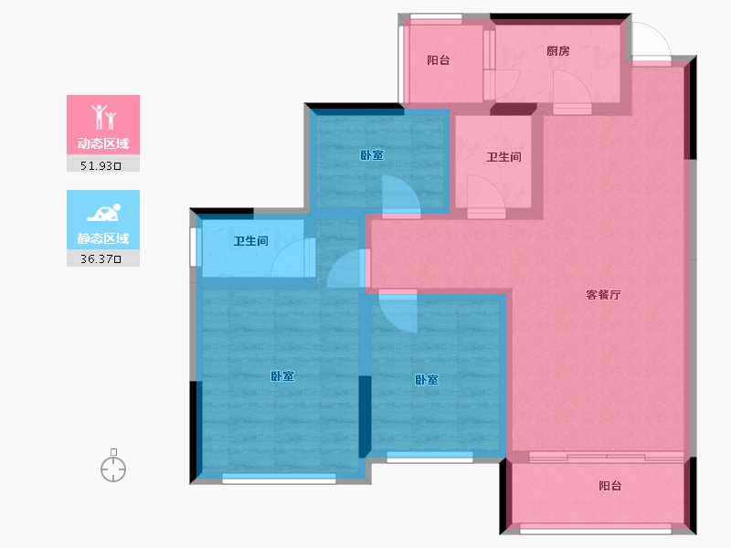 四川省-内江市-邦泰·铂仕公馆-77.37-户型库-动静分区