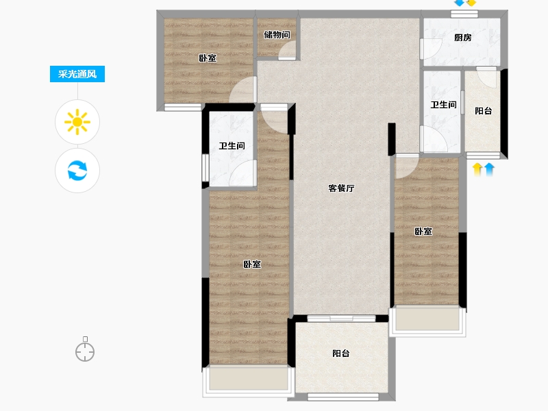 福建省-莆田市-凯天城-100.00-户型库-采光通风