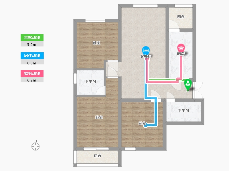 河北省-唐山市-龙泽国际-79.67-户型库-动静线