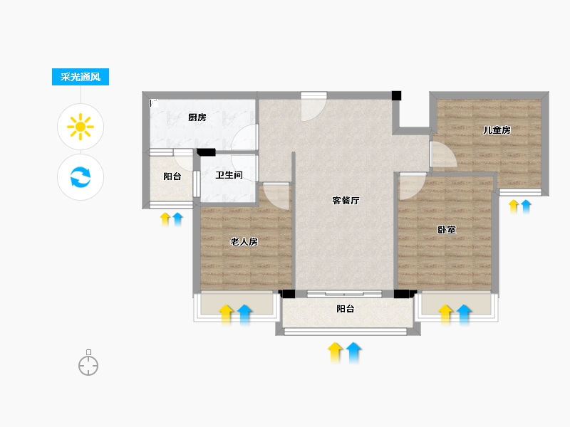 福建省-莆田市-碧桂园·浪琴湾-80.00-户型库-采光通风