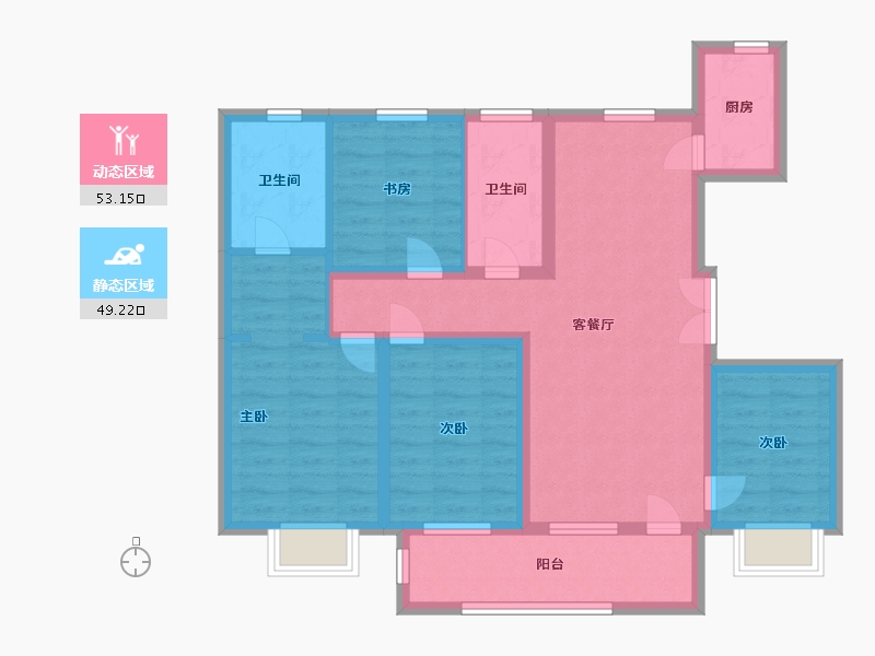 山东省-临沂市-安泰金升华府-89.99-户型库-动静分区