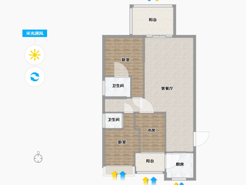 广东省-汕头市-凯旋花园-127.38-户型库-采光通风