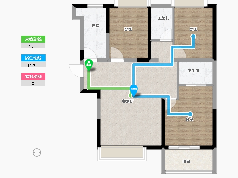 江苏省-南京市-荣盛莉湖春晓-86.00-户型库-动静线