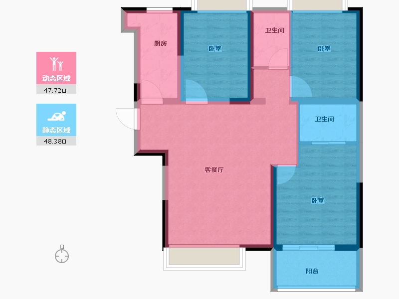 江苏省-南京市-荣盛莉湖春晓-86.00-户型库-动静分区