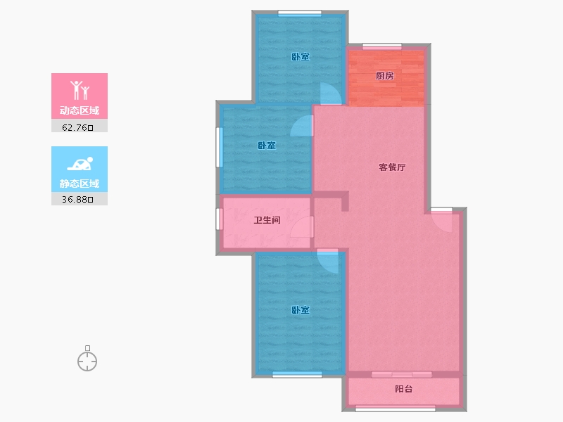 内蒙古自治区-包头市-维拉庄园·丽祥苑-89.85-户型库-动静分区