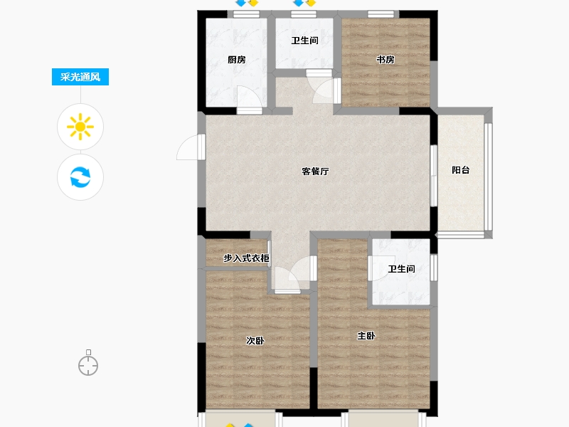 山东省-青岛市-蓝山湾-94.50-户型库-采光通风