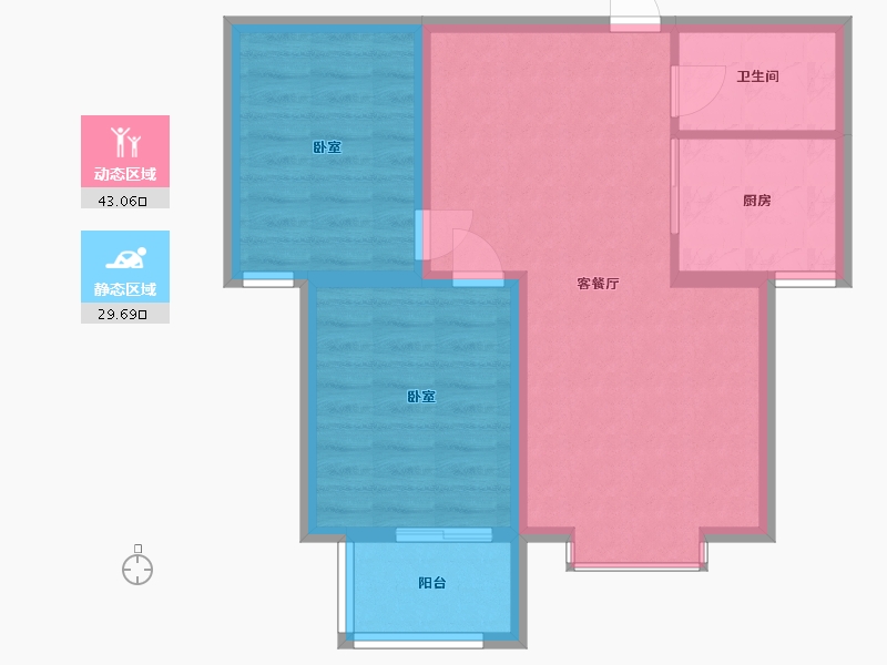 河北省-石家庄市-豪威大厦健达花苑-65.19-户型库-动静分区