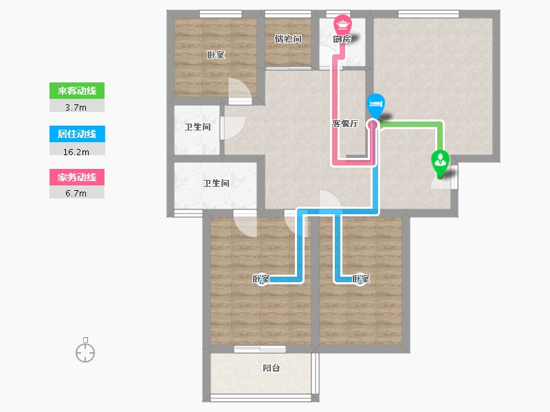 河北省-石家庄市-豪威大厦健达花苑-92.49-户型库-动静线