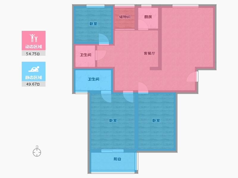 河北省-石家庄市-豪威大厦健达花苑-92.49-户型库-动静分区