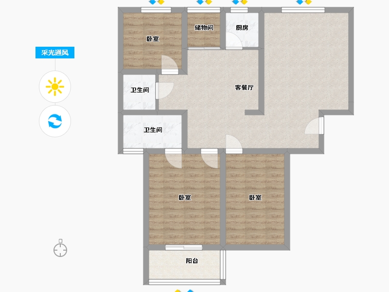 河北省-石家庄市-豪威大厦健达花苑-92.49-户型库-采光通风