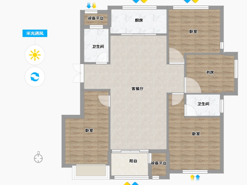 浙江省-宁波市-国骅宜家华府-106.00-户型库-采光通风