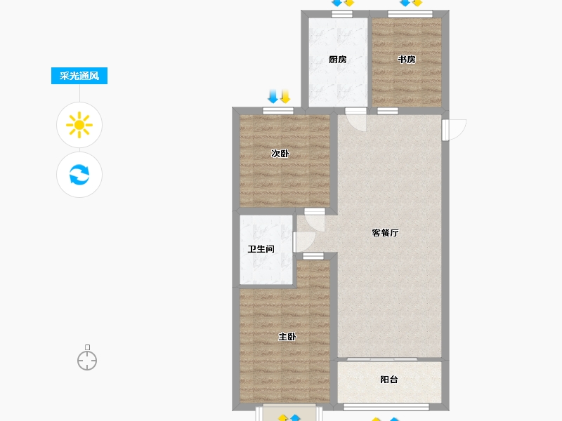 山东省-青岛市-鸿泰锦园-81.60-户型库-采光通风