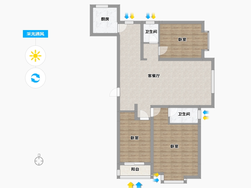 河北省-石家庄市-豪威大厦健达花苑-101.27-户型库-采光通风