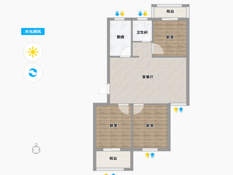 浙江省-宁波市-丽景花园-77.90-户型库-采光通风