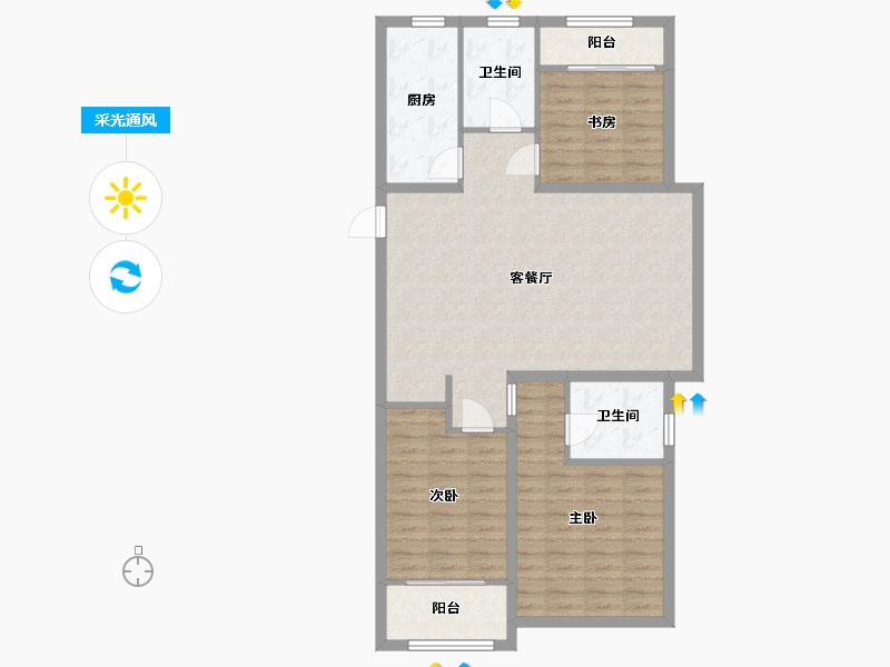 山东省-青岛市-鸿泰锦园-100.79-户型库-采光通风