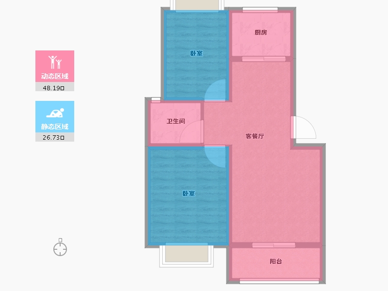 安徽省-马鞍山市-绿洲茗苑-66.91-户型库-动静分区