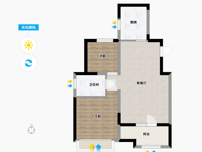 山东省-青岛市-蓝山湾-64.80-户型库-采光通风