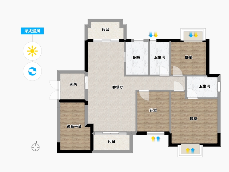 广东省-江门市-万隆茗汇轩-93.23-户型库-采光通风