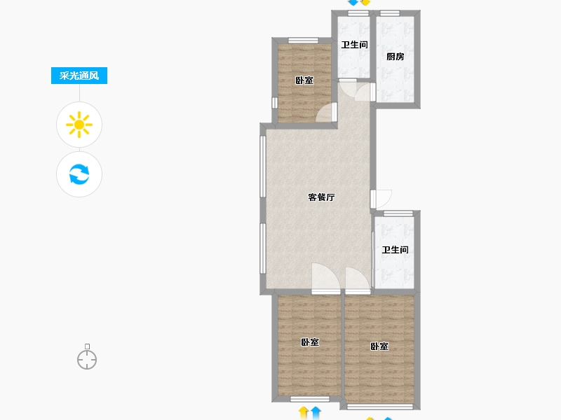 内蒙古自治区-赤峰市-赤峰香格里拉国际城-82.20-户型库-采光通风