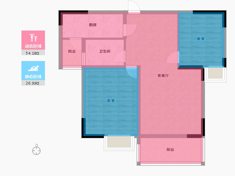 广东省-江门市-豪家名苑-72.05-户型库-动静分区