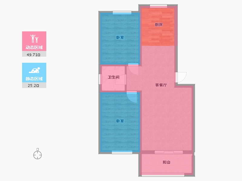 内蒙古自治区-包头市-维拉庄园·丽祥苑-66.61-户型库-动静分区