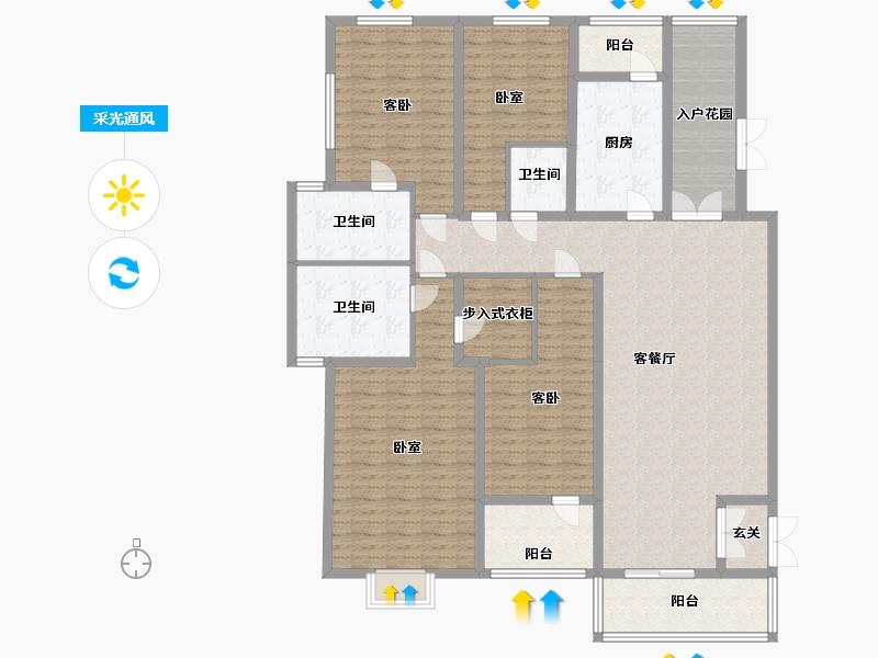 河北省-邯郸市-现代·颐和苑-166.94-户型库-采光通风