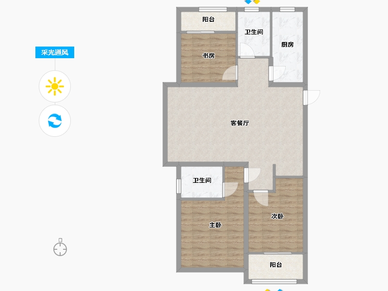 山东省-青岛市-鸿泰锦园-97.60-户型库-采光通风