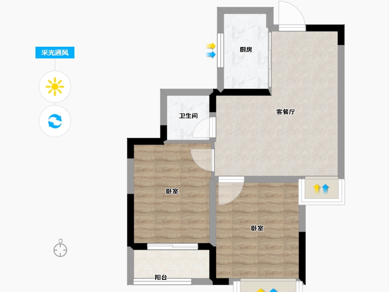 江苏省-南京市-荣盛莉湖春晓-53.19-户型库-采光通风