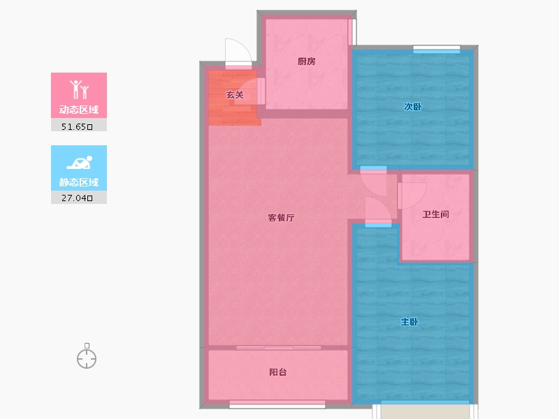 山东省-青岛市-鸿泰锦园-70.40-户型库-动静分区