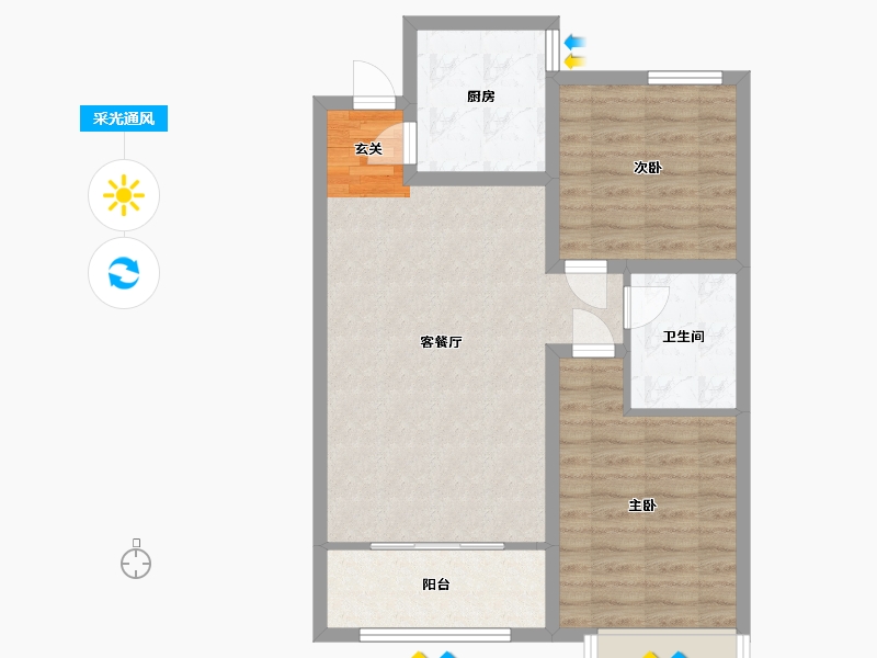 山东省-青岛市-鸿泰锦园-70.40-户型库-采光通风