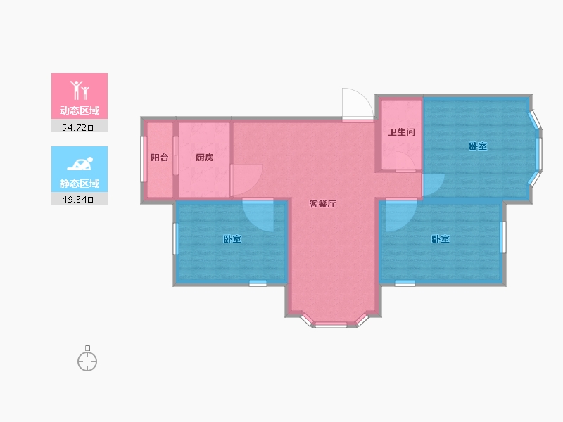 内蒙古自治区-呼伦贝尔市-龙辰花园-94.00-户型库-动静分区