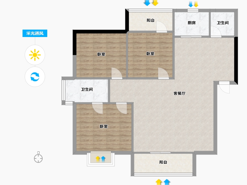 广东省-汕头市-东晖家园-106.60-户型库-采光通风