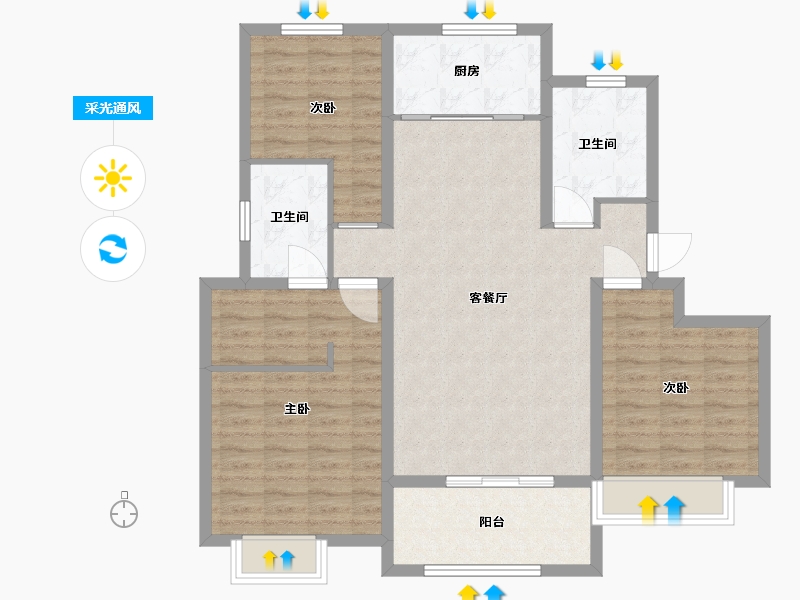 山东省-青岛市-清华园-102.40-户型库-采光通风