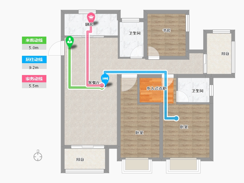 江苏省-苏州市-海亮香榭里-97.00-户型库-动静线