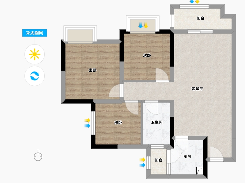 四川省-乐山市-茉莉庄园-66.67-户型库-采光通风