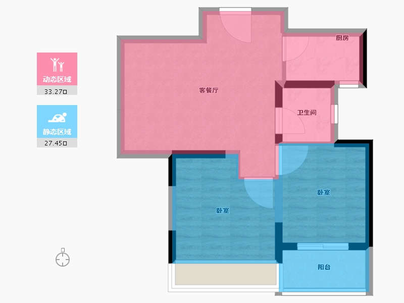 江苏省-南京市-荣盛莉湖春晓-53.98-户型库-动静分区