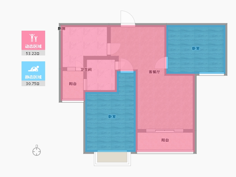 河北省-唐山市-锦绣花园-74.00-户型库-动静分区