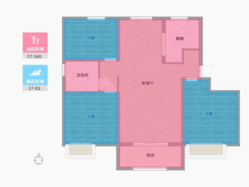 山东省-青岛市-清华园-84.80-户型库-动静分区