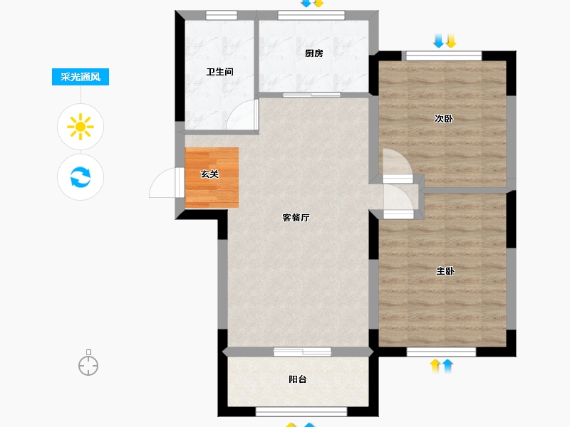 山东省-青岛市-鑫江水青木华IV期-67.99-户型库-采光通风