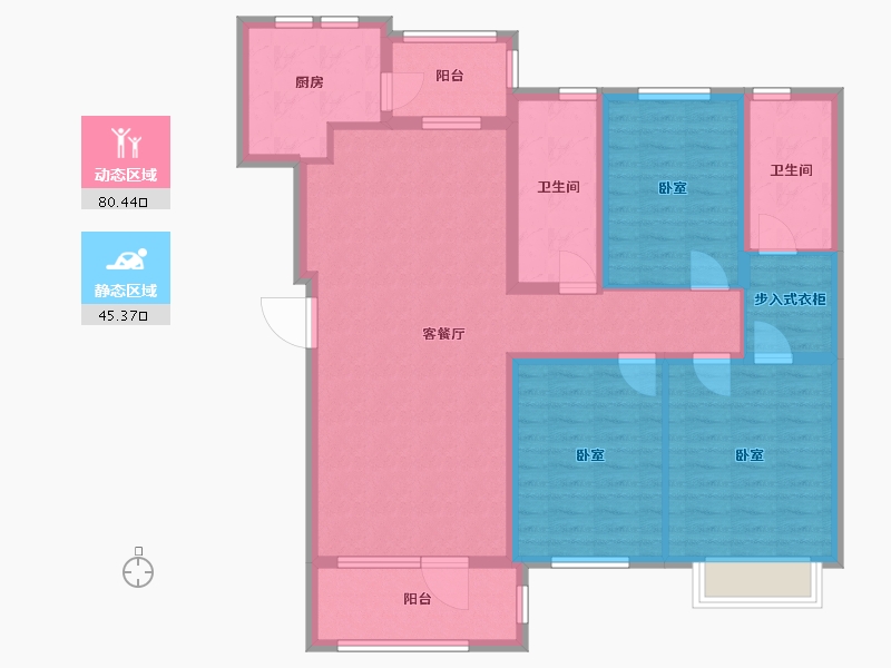 辽宁省-大连市-普罗旺斯-112.07-户型库-动静分区