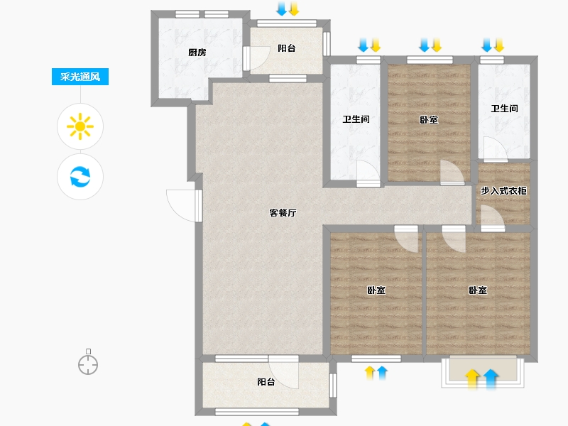 辽宁省-大连市-普罗旺斯-112.07-户型库-采光通风