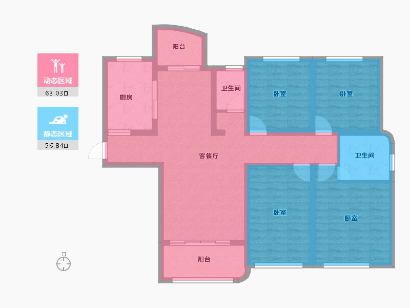 江苏省-南通市-云起苑-106.53-户型库-动静分区