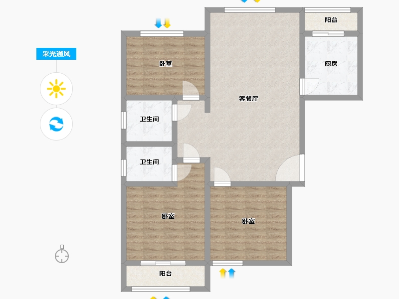 河北省-廊坊市-北京御湖湾-98.00-户型库-采光通风