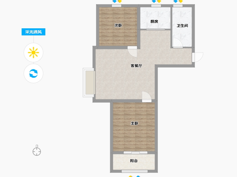 山东省-青岛市-万合馨苑-74.40-户型库-采光通风