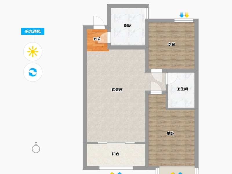 山东省-青岛市-鸿泰锦园-70.41-户型库-采光通风