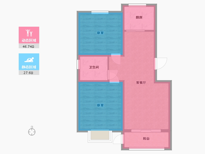 河北省-唐山市-花漾山-66.58-户型库-动静分区